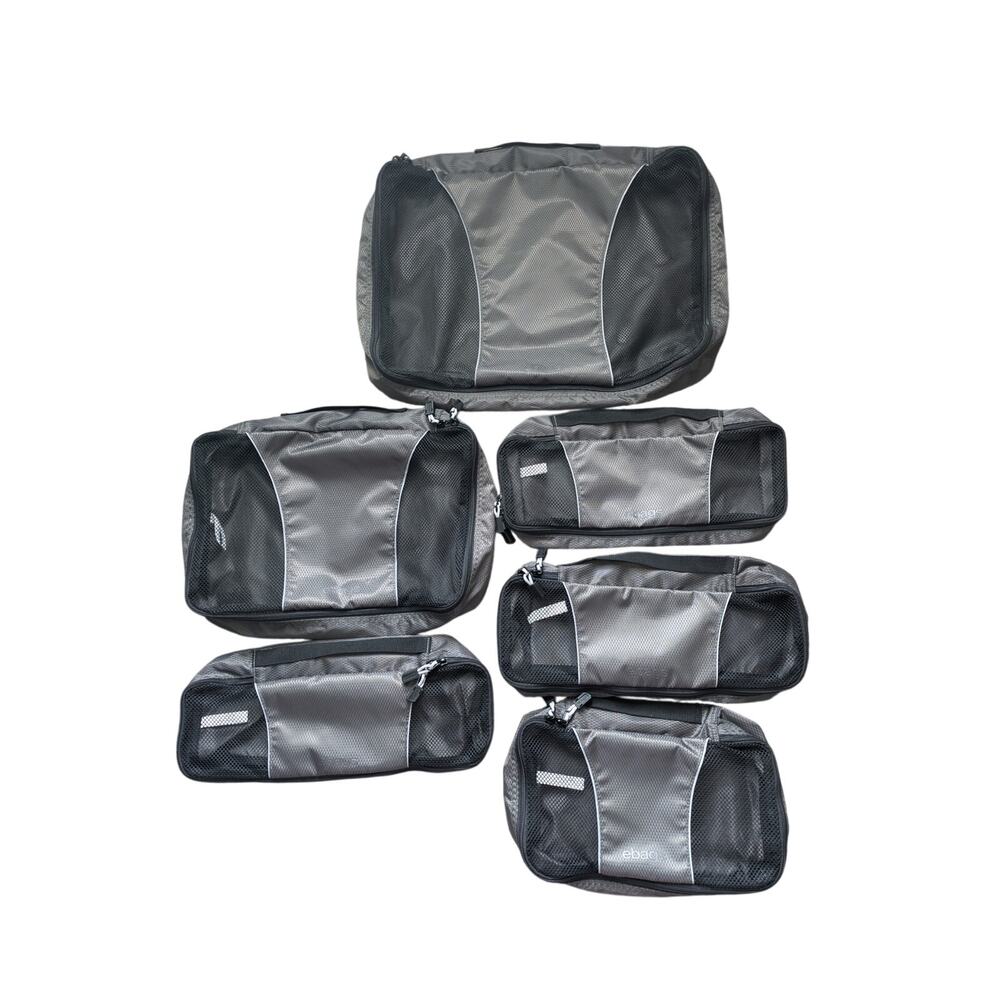 eBags Set of 6 Classic Packing Cube Travel Bags Gray Mesh Nylon Lightweight